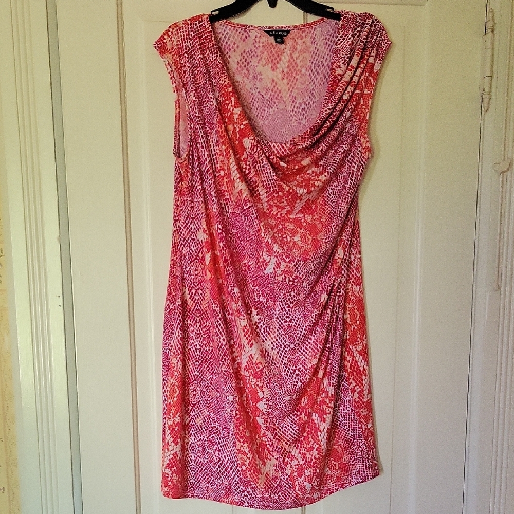 George Pink Ruched Wrap Mini Dress